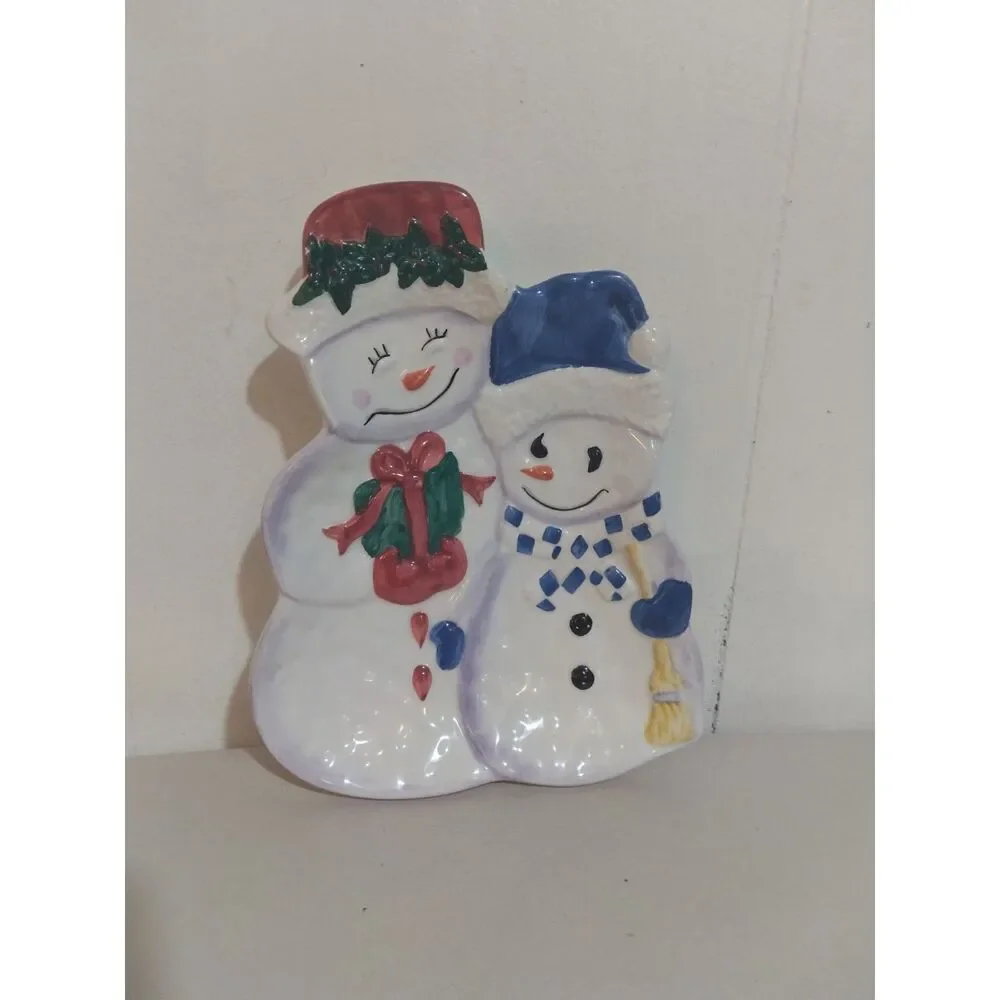 Vintage Decorative Christmas Snowman Plate